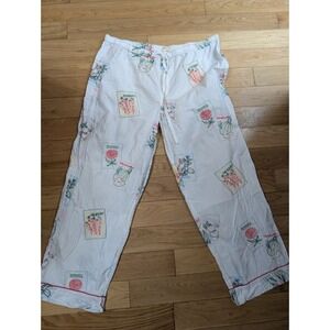 Print Fresh Pajama Pants Embroidered Seed packet Garden Cotton Anthropologie  XL
